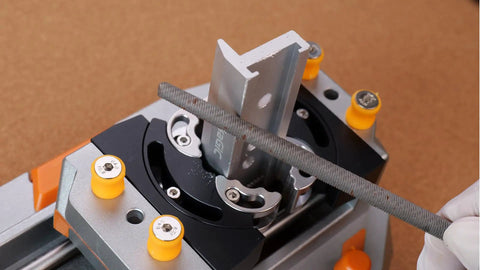 Desktop Mini Vise Dope For Soldering And DIY Projects With Adjustable Grip And Built In Lighting Magnifying Glass Attachment Smoke Exhaust Fan Ideal For Electronics Fine Crafting Repairs And Delicate Assemblies, holding metal file