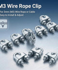 20 Pcs One Eighth Inch Wire Rope Clamp Clips Heavy Duty Workhorse M3 Galvanized Cable Clamps displayed on metal surface