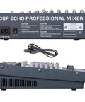 Back view of 8 Channel Bluetooth DJ Mixer With USB MP3 Port 48V Phantom Power 16 Bit FX Sound Board For Home Studio And Parties