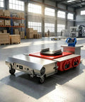 Rock Steady Electric Skates Mover With Wireless Remote Control Industrial Dolly, showing red and silver design for heavy gear transport.