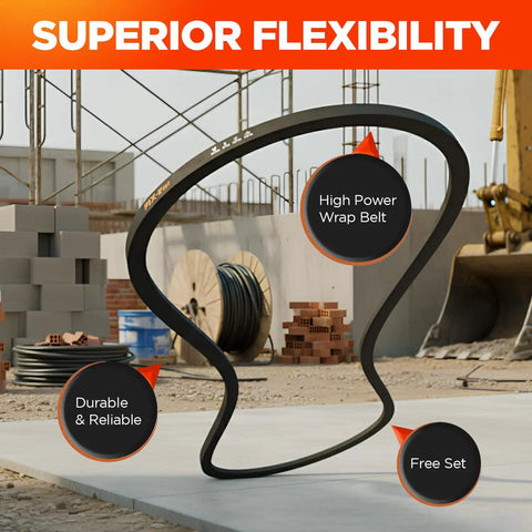Three Eighths By Forty Four Inch Beefy V Belt For Lawn Mowers And Pumps, 3L440 Reinforced Rubber Wrapped Drive Belt For Farm And Turf Equipment, RMA IP23 Certified For Long Lasting Reliability On Small Engines, shown in flexible wrap