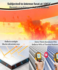 Rock Solid Self Adhesive Roofing Felt Roll Legit Waterproof Membrane Butyl Rubber Flashing Tape For Rv Repair Top Shelf Aluminum Foil Sealant Barrier shows heat resistance at 100°C with thermal reflection details.
