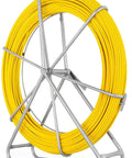 Fiberglass Fish Tape 656 Feet Quarter Inch Duct Rodder Wire Puller Cable Running Rod With Steel Reel Stand Pro Grade Heavy Duty For Walls And Electrical Conduit Flexible Tough Strength Minimum Bending Radius 13 Inches on steel reel stand