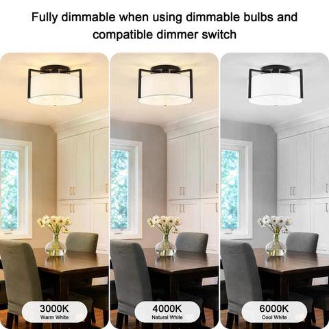Six Light Chandelier Modern Industrial Ceiling Pendant for dining room with adjustable color temperature settings.