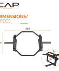 Top view of Olympic Trap Bar For Home Gym, 500 Lb Capacity, Alloy Steel, Black Finish, showing dimensions 55.3 x 27 inches.