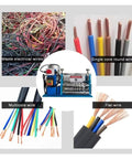 Rock Solid Portable Electric Wire Stripper Machine Effortless Cable Stripping Tool With Heavy Duty Aluminum Frame Smooth Operation For Copper Recycling And Home Workshop Jobs 1 5 To 38 Mm alongside assorted waste wires and cables.