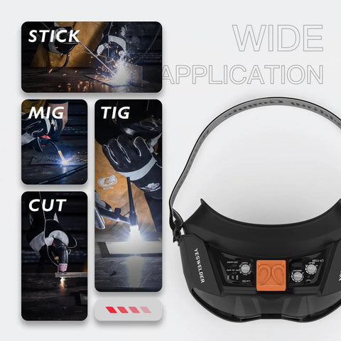 Auto Darkening Welding Goggles With Mask And LED Lighting Type-C Charge True Color View Four Arc Sensors overview