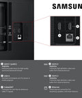 Back panel connections of 55 Inch 4K Mini Led Smart Television Boosting Straight Fire Visuals With Advanced Deep Black Contrast And Seamless Streaming Features For A Top Tier Living Room Setup.