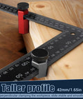 Tall Stair Gauges For Framing Square With Holder And Carabiner Pro Grade Metal Stair Stringer Layout Tool on wooden board