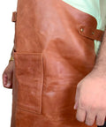 Heavy Duty Leather Work Apron Brown For The Shop With Full Grain Cowhide Lightweight Yet Tough Large Front Pocket And Hammer Loop Adjustable Neck