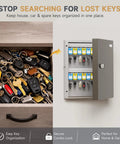 32 Key Lock Box Wall Mounted Key Cabinet With 3 Digit Combo Lock And Backup Key, Easy Key Management System open with key tags visible