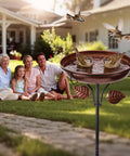 Built To Last Heavy Duty Metal Bird Bath For Outdoors Weatherproof Detachable Design In Retro Bronze Garden Decor, 40 Inches Tall
