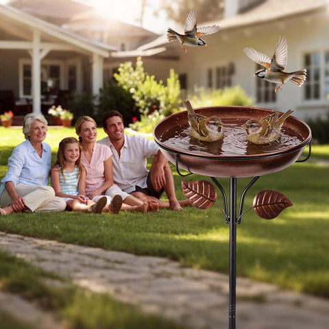 Built To Last Heavy Duty Metal Bird Bath For Outdoors Weatherproof Detachable Design In Retro Bronze Garden Decor, 40 Inches Tall
