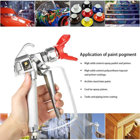 Top Tier Airless Paint Spray Gun Kit With Solid Steel Build, featuring a red trigger and ergonomic handle for precise application.