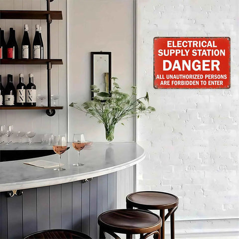 Electrical Supply Station Vintage Metal Wall Art Signs Dope Rust Resistant Aluminum For Indoor Outdoor Decor In Kitchens Garages Patios And More For Home And Office Decor, 8x12 in