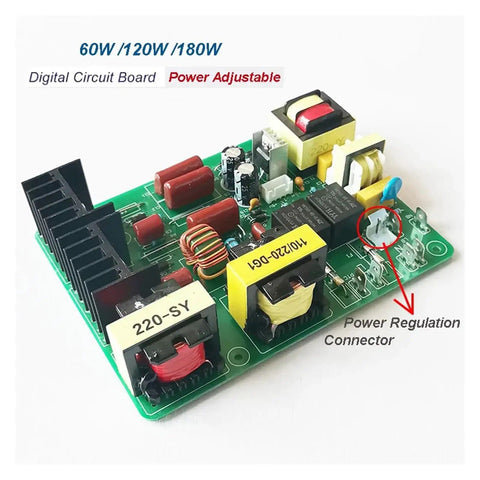 40KHz Ultrasonic PCB Cleaner Transducer Driver Board Kit with 180W 220V Power digital circuit board, power regulation connector.