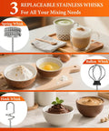 Rechargeable Handheld Milk Frother With 3 Speeds And 3 Stainless Whisks For Coffee, Matcha, Lattes, Cappuccino And More Easy No Fuss Barista Grade Foam Maker For Creamy Froth At Home Black with images of spring, balloon, and hook whisks in use