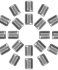 Heavy Duty 50 Pack Stainless Steel Dowel Pins arranged in a circle, showcasing their smooth finish and durable design.