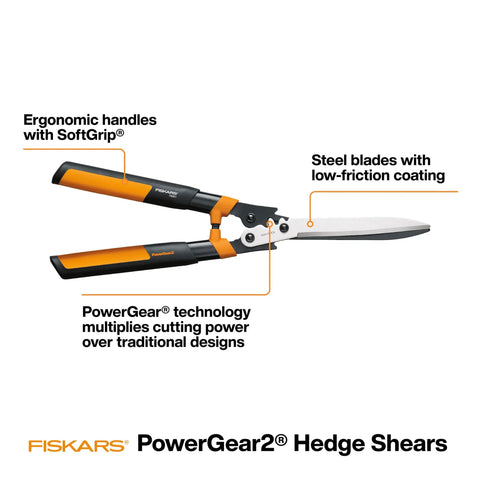 23 Inch Hedge Shears With PowerGear2 Technology That Multiplies Power For Less Effort, SoftGrip Handles And Shock Absorbing Bumpers