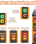 Non Contact Voltage Tester Pen Adjustable 12 To 1000 Volt Range For Quick Line Checks AC Voltage Detector With High And Low Sensitivity Easy To Use Safety Tool For Home DIY And Pros, orange tester pen with LED indicators