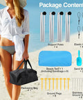Beach Tent 10 By 10 Ft Portable Shade Shelter with accessories including 8 sandbags, 4 poles, windproof ropes, UPF 50 in sky blue