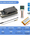 LoRa V4 Development Board With L76K GNSS GPS Module And 3000mAh 3.7V Battery, WiFi BLE LoRa Kit For Arduino Meshtastic LoRaWAN, SX1262 Transceiver