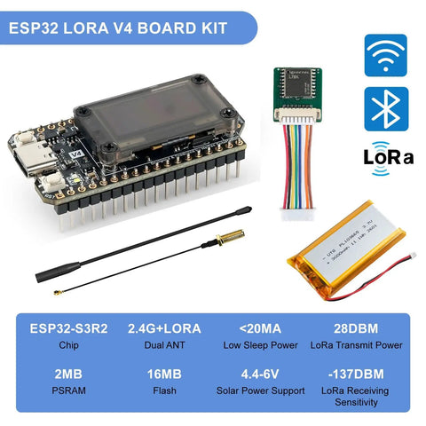 LoRa V4 Development Board With L76K GNSS GPS Module And 3000mAh 3.7V Battery, WiFi BLE LoRa Kit For Arduino Meshtastic LoRaWAN, SX1262 Transceiver