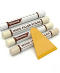 Make Your Furniture Look Spotless Straight Up With Premium White Wood Repair Wax Sticks And Seamless Wood Filler Putty To Hide Scratches Cabinet Gouges Fast DIY Kit showing four wood filler sticks in various colors with a yellow applicator.