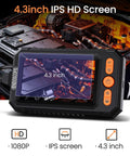 4.3 inch display showing engine detail on Dope Borescope Camera With Light 16.4 Ft Semi Rigid Probe IP67 Waterproof HD Endoscope