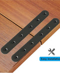 Hella Sturdy Stainless Steel Mending Plates For Furniture And Wood Metal Reinforcement Heavy Duty repair brackets on wooden surface.