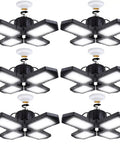 Bangin 100W LED Garage Lights With 10000 Lumens 6000K Daylight E26 Base Super Bright QuadPanel Adjustable Flood Lamps, 6-pack