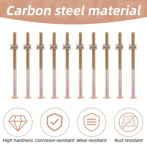Heavy Duty M6 Bunk Bed Bolts 20 Pack 100 Millimeter Screw Connectors For Cribs Wooden Beds Cots Furniture Replacement Hardware. Carbon steel bolts.