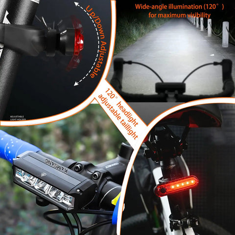 Night Ride Ready Bike Light Set With Rechargeable USB LED Headlight And Taillight High Beam And Low Beam Waterproof Mountain Bike Lights For Adults And Kids Glare Free 360 Degree Illumination