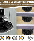 Adjustable Deck Support Pedestal Kit With Leveling Blocks And Screws, Weatherproof plastic pedestals with raindrops