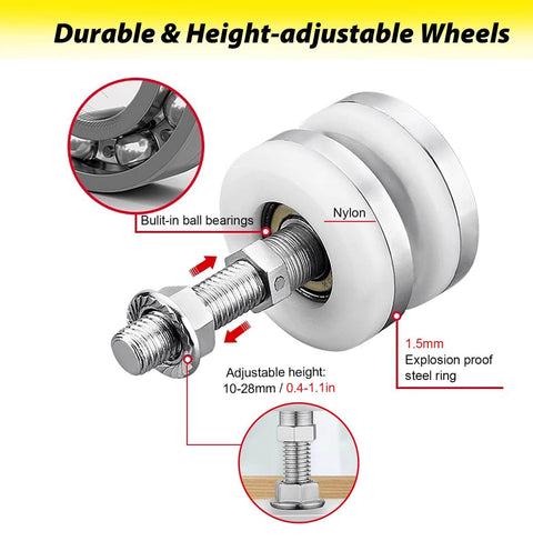 Pocket Door Bifold Hardware Kit With Adjustable Height Rollers For Smooth Glide 4 Door One Side Open roller mechanism detail