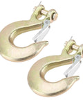 2 Pack 1/2 Inch G70 Forged Steel Clevis Grab Hook With Safety Latch, Zinc plated, heavy-duty towing hooks for work rig use.