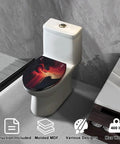 Elongated Slow Close Toilet Seat Replacement for Bathroom on a modern toilet with artistic design, made of molded MDF.
