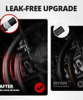 Leak-free upgrade with 6AN Braided Fuel Line Hose 20Ft Black With CPE Inner Layer And Nylon Sheath, before and after comparison