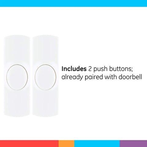 Wireless Doorbell Kit With Plug In Receiver And Two Push Buttons Eight Melodies Four Volume Levels 150 Foot Range Sweet Setup For Classrooms And Home White No Wiring Required - Two push buttons detail view