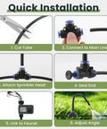 Installation steps of 100FT Automatic Drip Irrigation Kit With Water Timer And 360 Degree Bendable Copper Atomizing Nozzles