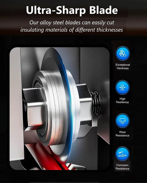 Close-up of ultra-sharp alloy steel blade used in Drill Powered Wire Stripper Machine For Scrap Copper Cable 0.06 To 1 Inch Range
