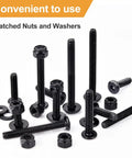 175-Piece 1/4-20 Flat Socket Head Screws Set With Black Oxide Finish, 304 Stainless Steel Countersunk Bolts And Lock Nuts Kit