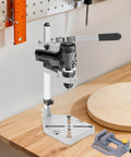 Rugged Workhorse Double Hole Drill Press Stand With No Sweat Depth Adjustment Universal Heavy Duty Aluminum for precise drilling