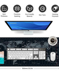 World Map XXL Mouse Pad 35.4 By 15.7 Inch With Non Slip Rubber Base And Stitched Edges Beast Desk Mat for keyboard and mouse