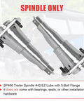 Ez Lube Trailer Spindle 42 With 5 Bolt Flange For 5200 To 7000 Lb Trailer Axles Replaces SP466, two spindles shown at angle.