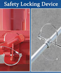 Two Pack Locking Hitch Pins With Anti Lost Rope Ring For Secure Trailer Towing, showing installed and close-up views on red and silver surfaces