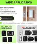 Diagram showing wide application of Beefed-Up RV Door Lock Replacement With Paddle Deadbolt And Camper Door Handle Latch, indicating fit for various handles and not suitable for glass doors.