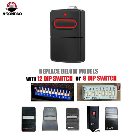 9 Or 12 Dip Switch Garage Door Opener Remote Replacement For 9 And 12 DIP Systems, Red Two Pack, Easy Install, product image.