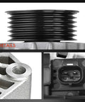 Close-up of Alternator 12V 132Amp Replacement For Ram 1500 Durango And Jeep Grand Cherokee 1999 Through 2006 with 6 groove pulley