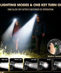 Two Pack Rechargeable Headlamp With Beast Bright LED Beam Motion Sensor shown on hikers at night with adjustable modes